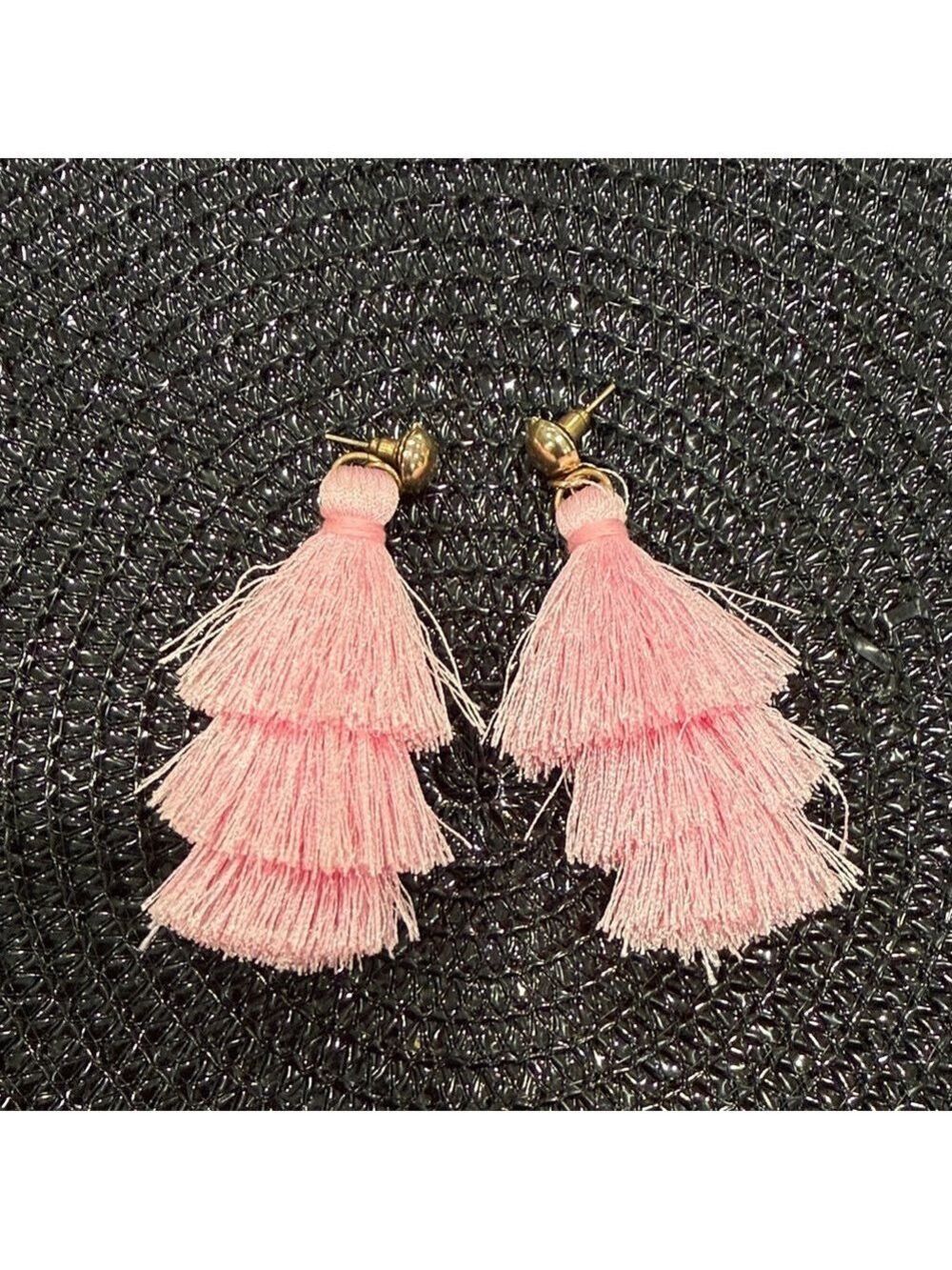 Pink Tiered Tassel Drop Earrings - Women Jewelry